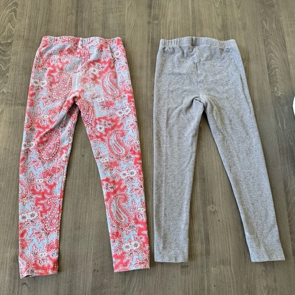 Polo Ralph Lauren girls gray / red blue paisley leggings bundle lot set size 6
